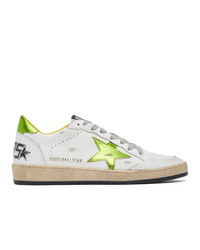 Golden Goose White And Green B Sneakers