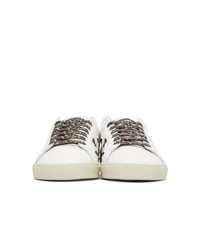 Saint Laurent White And Leopard Court Classic Star Sneakers