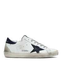 Golden Goose White And Navy Sneakers