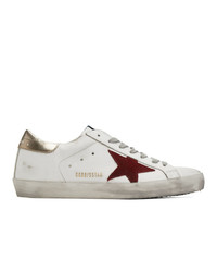 Golden Goose White And Red Sneakers
