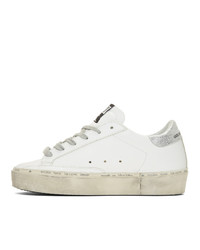 Golden Goose White And Silver Hi Star Sneakers