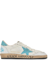 Golden Goose White Blue B Low Top Sneakers