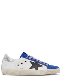 Golden Goose White Blue Suede Sneakers