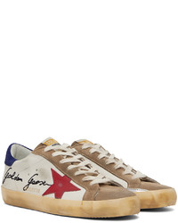 Golden Goose White Brown Super Star Classic Low Top Sneakers