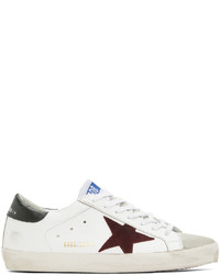 Golden Goose White Burgundy Super Star Sneakers