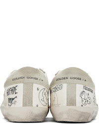 Golden Goose White Gray Super Star Classic Low Top Sneakers