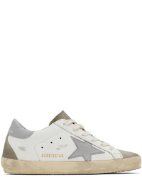 Golden Goose White Gray Super Star Classic Low Top Sneakers