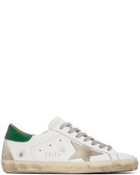 Golden Goose White Green Suede Super Star Sneakers