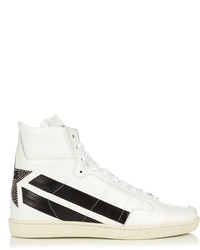 Saint Laurent Star Panelled High Top Leather Trainers