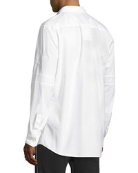 Givenchy Long Sleeve Sport Shirt With Tonal Star Armband White
