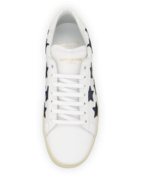 Saint Laurent Leather Stars Low Top Platform Sneaker White