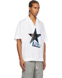 Palm Angels White Rockstar Bowling Short Sleeve Shirt