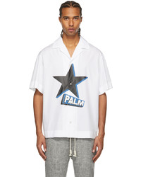 Palm Angels White Rockstar Bowling Short Sleeve Shirt