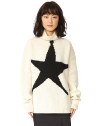 White Star Print Wool Sweater