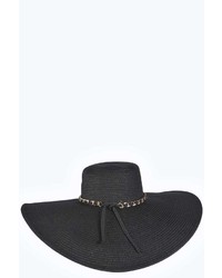 Boohoo Lucy Chain Trim Straw Floppy Hat