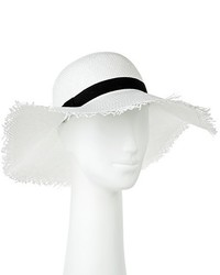 Merona Floppy Straw Hat With Frayed Edge White