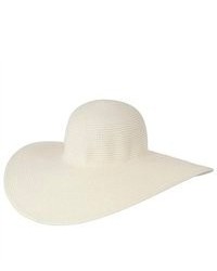Luxury Lane Classic White Plain Straw Floppy Sun Hat