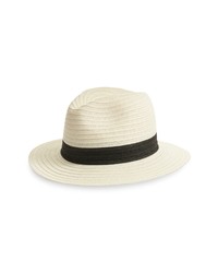 Nordstrom Packable Colorblock Braided Paper Straw Panama Hat In Ivory Combo At