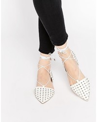 Asos Collection Launch Studded Lace Up Ballet Flats