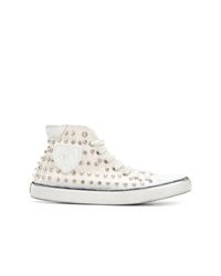 White Studded Canvas High Top Sneakers