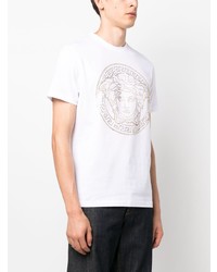 Versace Medusa Motif Studded Cotton T Shirt