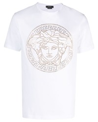Versace Medusa Motif Studded Cotton T Shirt
