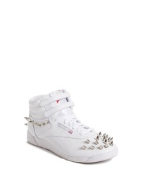 White Studded High Top Sneakers