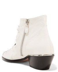 Chloé Susanna Studded Leather Ankle Boots White