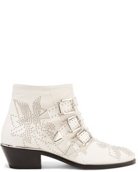 Chloé Susanna Studded Leather Ankle Boots White