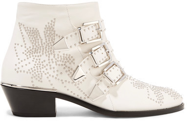 studded white boots