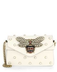 Gucci Broadway Bee Studded Leather Chain Clutch