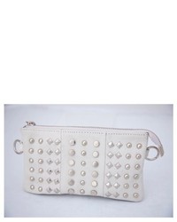 Bungalow 20 White Silver Stud Clutch