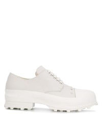 White Studded Leather Derby Shoes