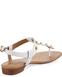Neiman Marcus Yesya Studded Flat Sandal White