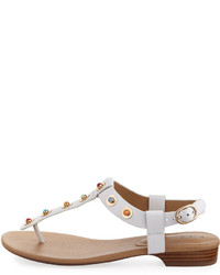 Neiman Marcus Yesya Studded Flat Sandal White