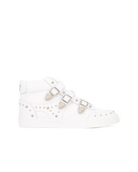 White Studded Leather High Top Sneakers
