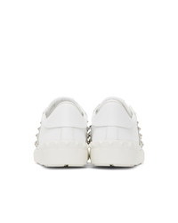 Valentino White And Silver Garavani Untitled Open Sneakers
