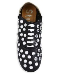 Acne Studios Mika Crystal Studded Leather Babouche Mules