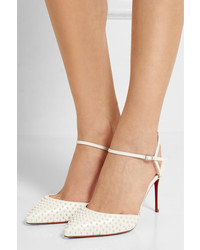 Christian Louboutin Baila 85 Spiked Leather Pumps White