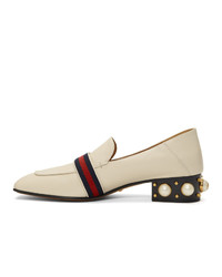 Gucci White Peyton Pearl Loafer Heels