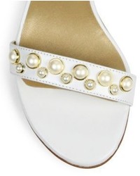 Stuart Weitzman Morepearls Studded Leather Ankle Strap Sandals