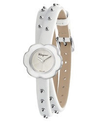 White Studded Leather Watch