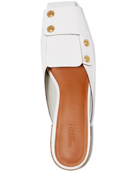Rosetta Getty Studded Patent Leather Slippers White