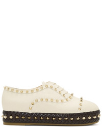 Charlotte Olympia Ivory Studded Hoxton Oxfords