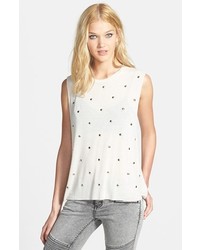 Knot Sisters Studded Envelope Back Tank White Small