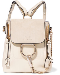 Chloé Faye Mini Suede And Leather Backpack Off White