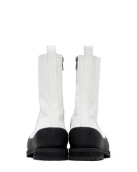 Ann Demeulemeester White Greased Suede Zip Up Boots