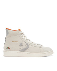 Converse Grey And Off White Looney Tunes Edition Pro Leather High Sneakers