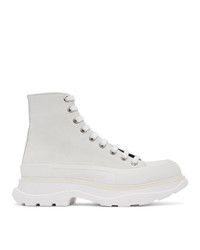 Alexander McQueen Off White Suede Tread Slick Platform High Sneakers