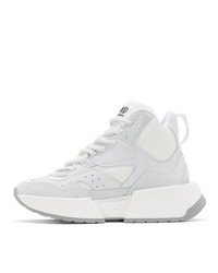 MM6 MAISON MARGIELA White And Grey Flare Runner High Top Sneakers